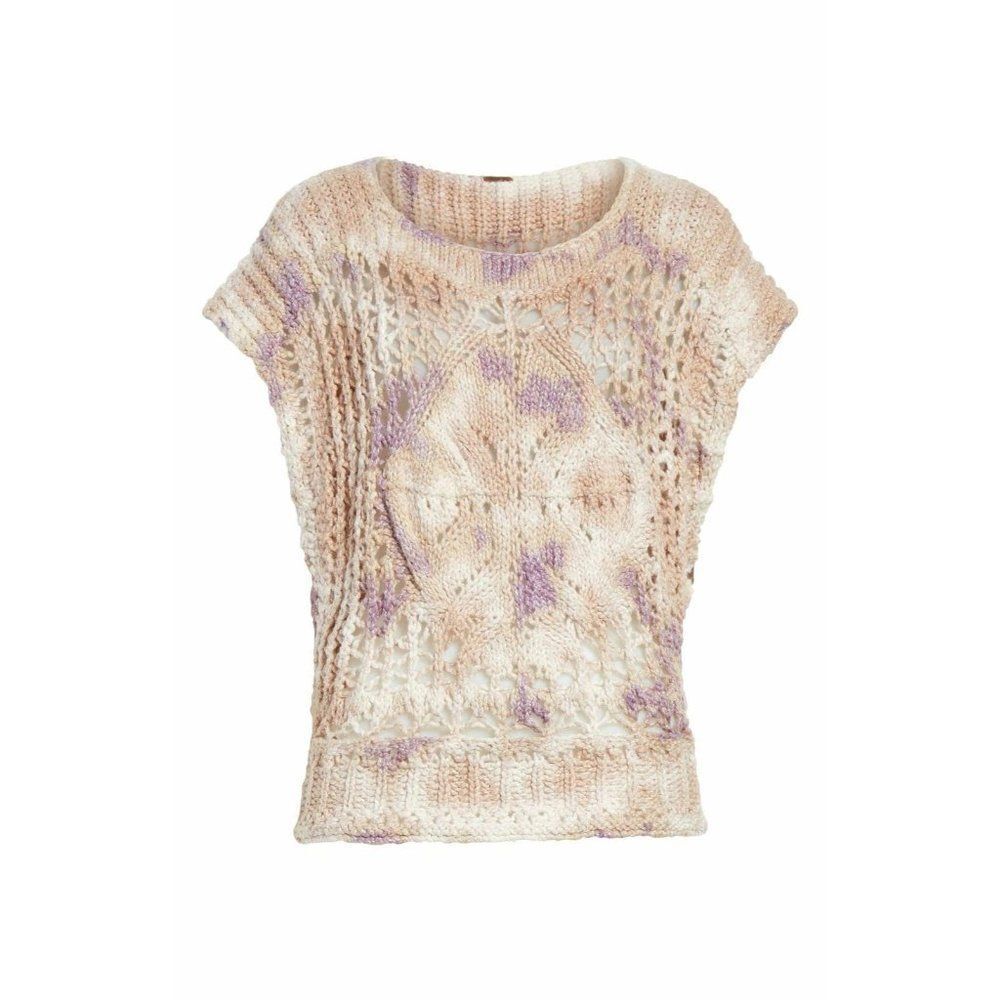 FREE PEOPLE $228 Diamond In The Rough Open Weave Sweater Top Medium Large